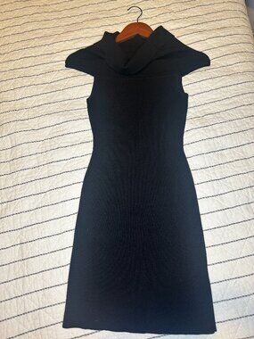 A.L.C. Ribbed Knit Cowl-Neck Bodycon Little Black Mini Dress XS